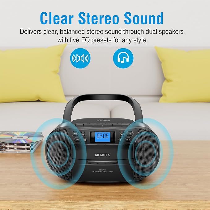 MEGATEK CBR510 Reproductor CD/Cassette portátil miniatura 8