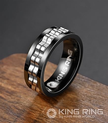 Miniatura 2 de King Ring Anillos giratorios de engranajes de 0.315 pulgadas  Anillos para ansiedad ultra pulidos para hombres y mujeres  Diseñado en Estados Unidos