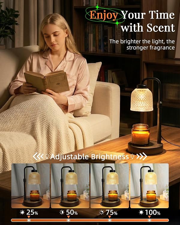 AIFEI Candle Warmer Lamp with Timer, Dimmable Adjustable Height Candle Lamp, Birthday Gifts for Women Mom Sister Friends, House Warming Gifts New Home, Candle Lamp Warmer with 2 Bulbs - CoalBlack by AIFEI - Image 4