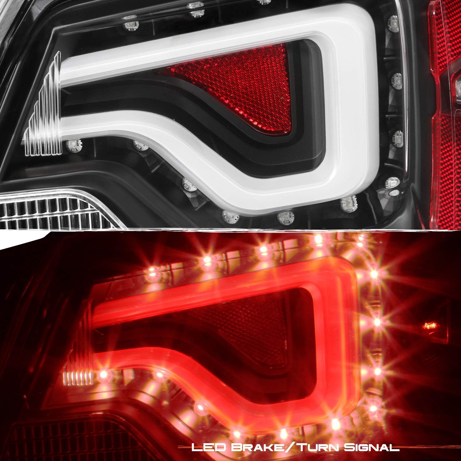 AKKON - Fits 2014-2020 Chevy Impala Sedan [LED Tube Bar] Black Tail Lights w/Trunk Lamp Driver+Passenger Side