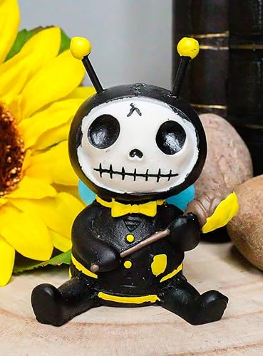 Ebros Gift Furry Bones Buzz The Bumblebee - Esqueleto de abeja con pajarita, figura en miniatura de 3 pulgadas de alto, lindo monstruo de calavera