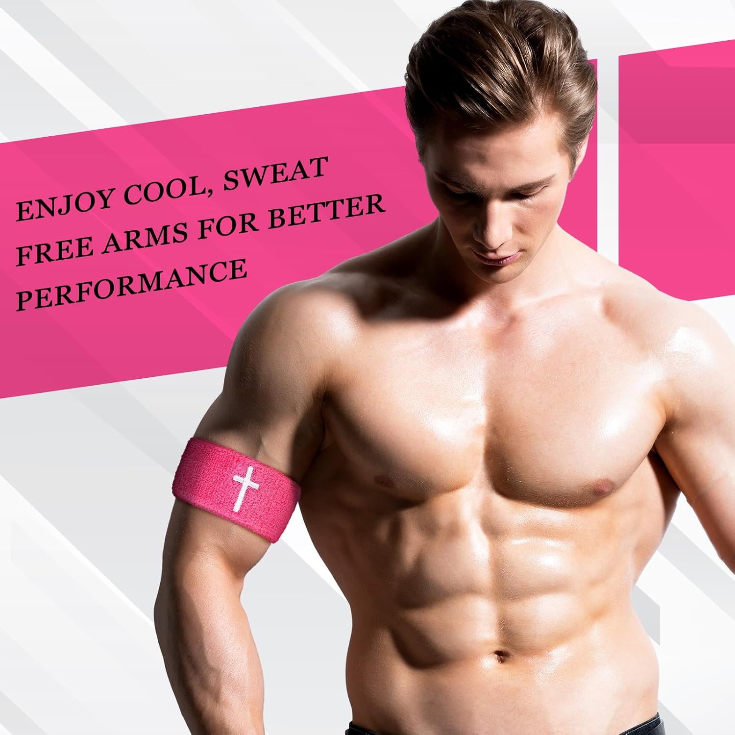 Zeyune 8 Pack Cross Bicep Bands Christian Arm Sweat Bands Soft Cotton Armband Thick Wristbands for Men Women Basketball Football Baseball Players Sports Activities Keep Hands Dry