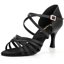 RoseMoli 3" Ballroom Dance Shoes Women Salsa Latin Dance Shoes for Woman Satin Professional Practice Performance for Dancing Heels