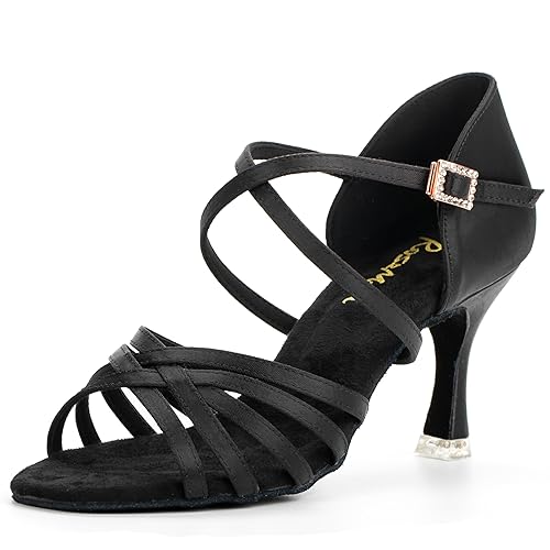 RoseMoli 3" Ballroom Dance Shoes Women Salsa Latin Dance Shoes for Woman Satin Professional Practice Performance for Dancing Heels