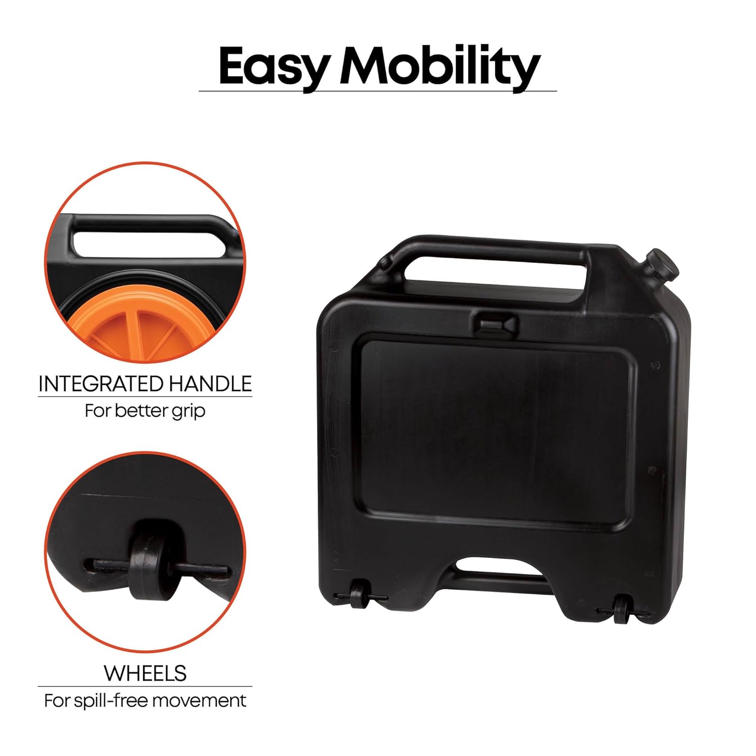 Groz 15 Quart Oil Drain Pan with Wheels & O-Ring Seal - 8" Wide Opening, Catch Basket, Leak-Proof Spout for Trucks, Cars, Fleet Maintenance (41966)