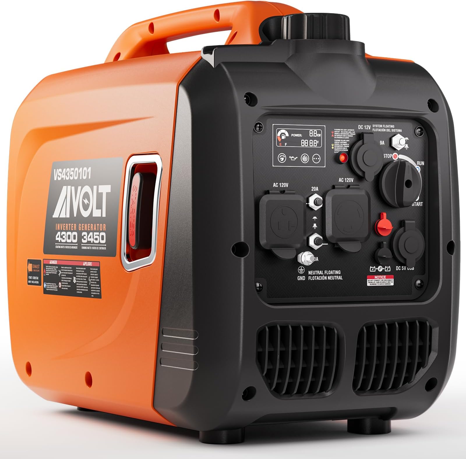 - Inverter Generator 4300W Gas Powered Portable Super Quiet Outdoor Generator RV Ready for Camping Tools and Home Use, EPA Compliant