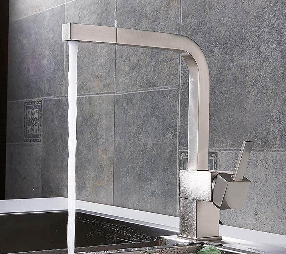 Taps Faucets Pull Out Kitchen Faucet Square Brass Mixer Sink Down Tap/Brushed