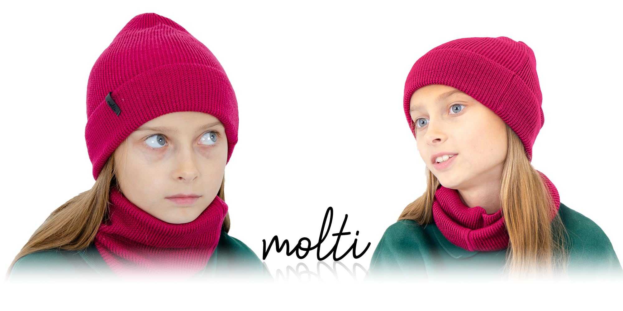 molti Dziecięca czapka beanie i komin – wełna z merynosów, czapka z dzianiny i szal typu loop dla chłopców i dziewczynek, ciepła i oddychająca, wiosna i jesień, w 5 kolorach