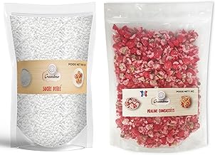 Greendoso - Sucre Perlé (Casson) 800 Gr + Pralines Roses Amandes Concassées 800 Gr (Colorant Naturel)