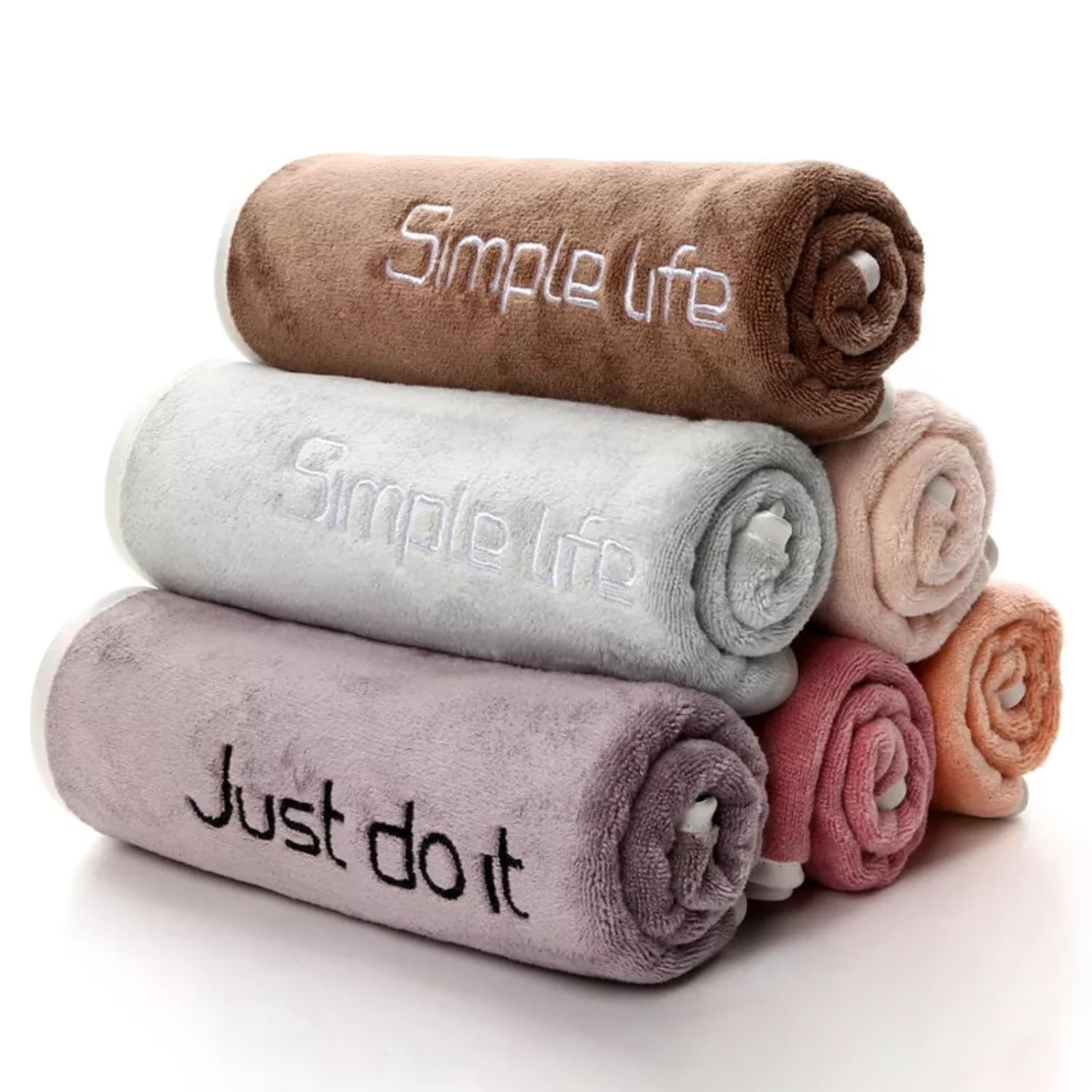 XY DECOR Microfiber Face Towels - 16x24 Quick Drying & Absorbent Gym & Workout Towels for Men and Women - 2 Pc, Assorted Color-400 GSM-image-3