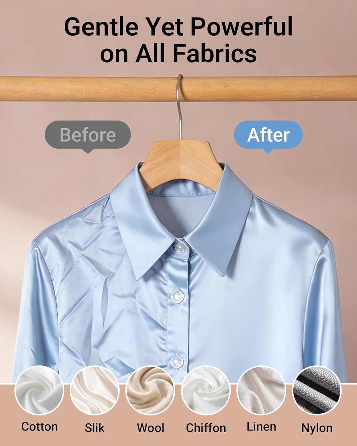 Bear Steamer for Clothes, Handheld Clothes Steamer,1300W Strong Power Garment Steamer with 230ml Tank,Fast Heat-up, Auto-Off, Steam Iron Fabric Wrinkle Remover with Brush for Home and Travel - Image 6