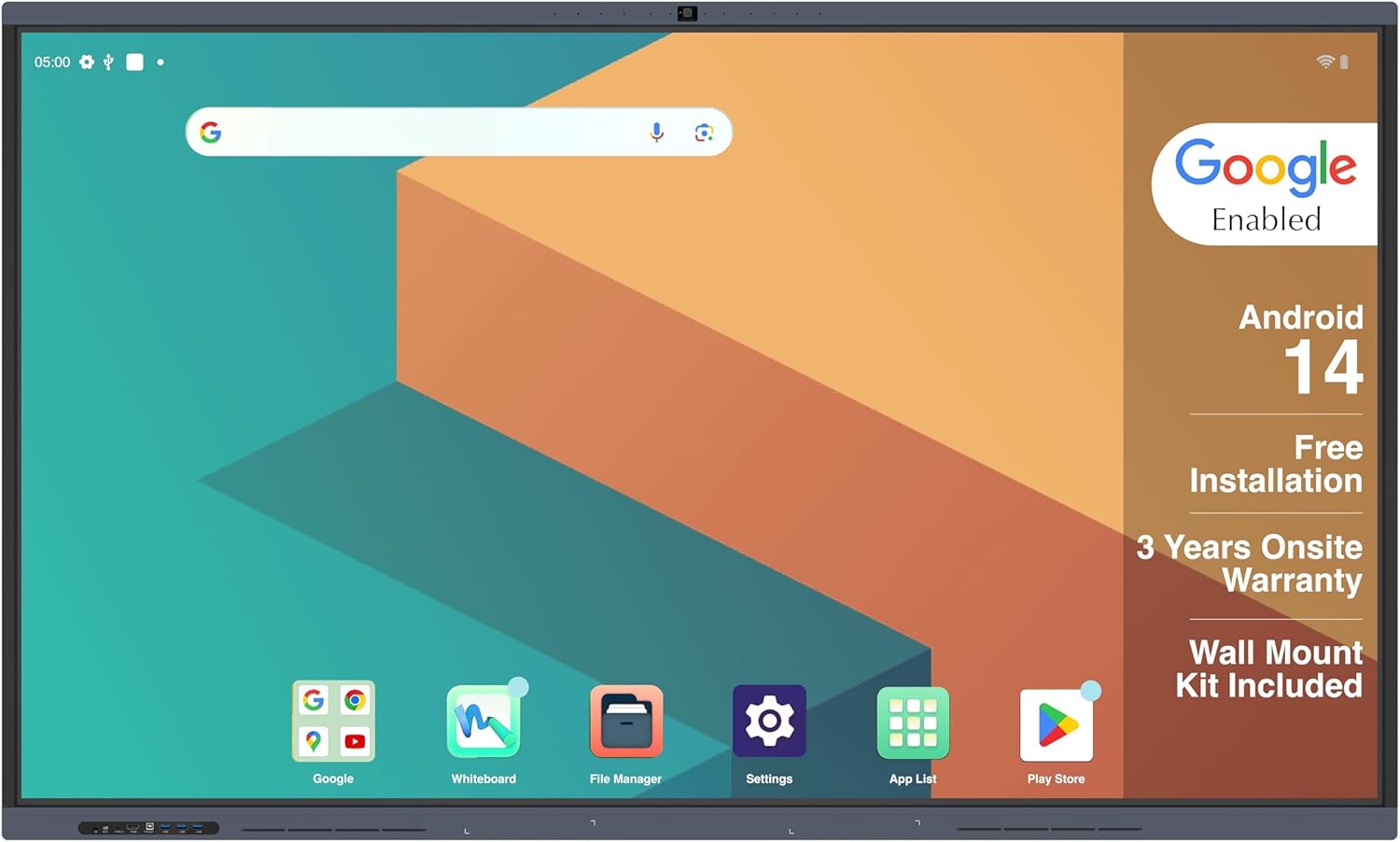 Plus 55 Inch Android 14 Interactive Flat Panel (ADPM) Digital Board, 8 GB RAM 256 GB ROM, Ai-Assistant, 48MP Camera - Microphone, Multitouch Screen Display for Teaching, Classroom & Office Use