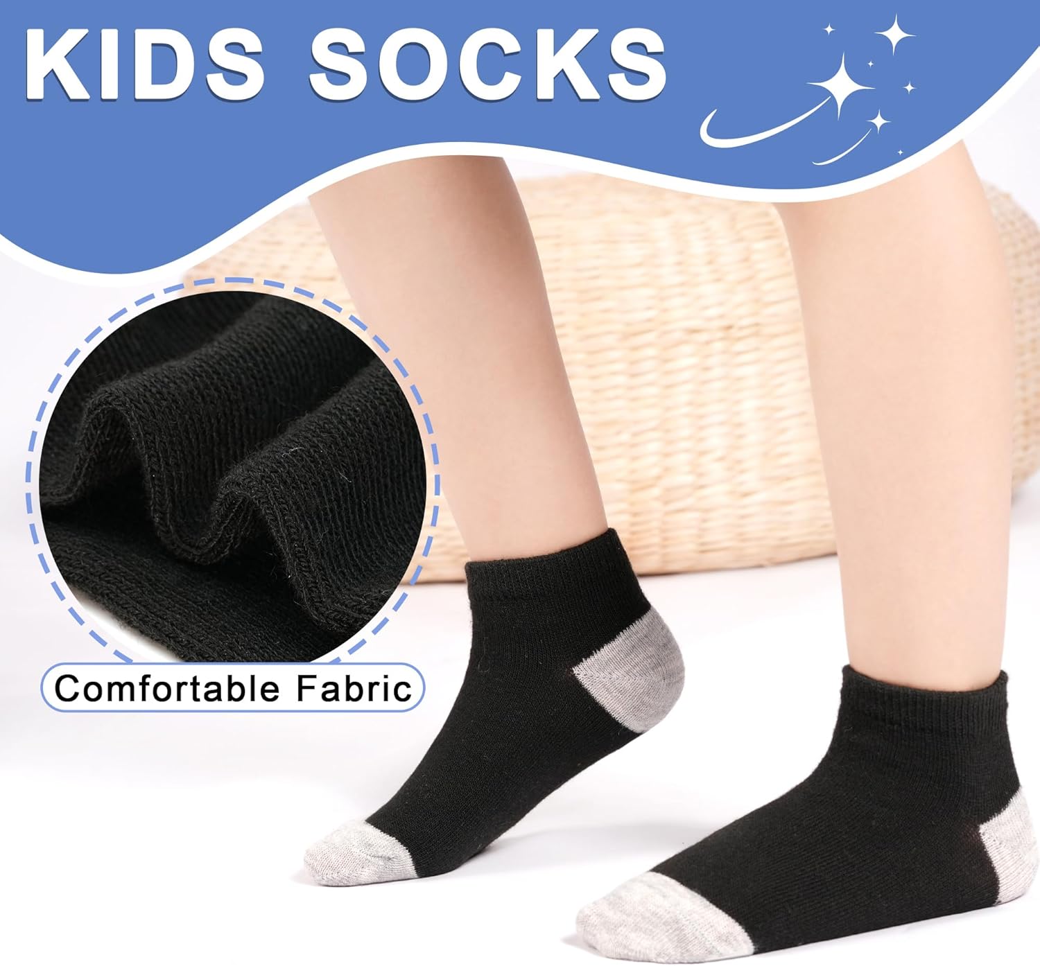25 Pairs Toddler Kids Socks, Ankle Athletic Low Cut Short Socks for Boys Girls 1-14 Years - Image 2