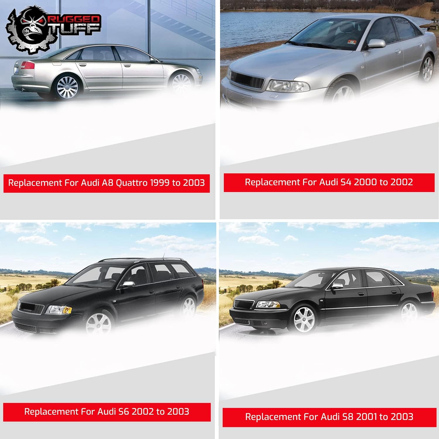 exactafit 8014L Driver Side Mirror Glass Replacement Repair Compatible With 1999-2005 Audi A4 A6 A8 S4 S6 S8 Quattro