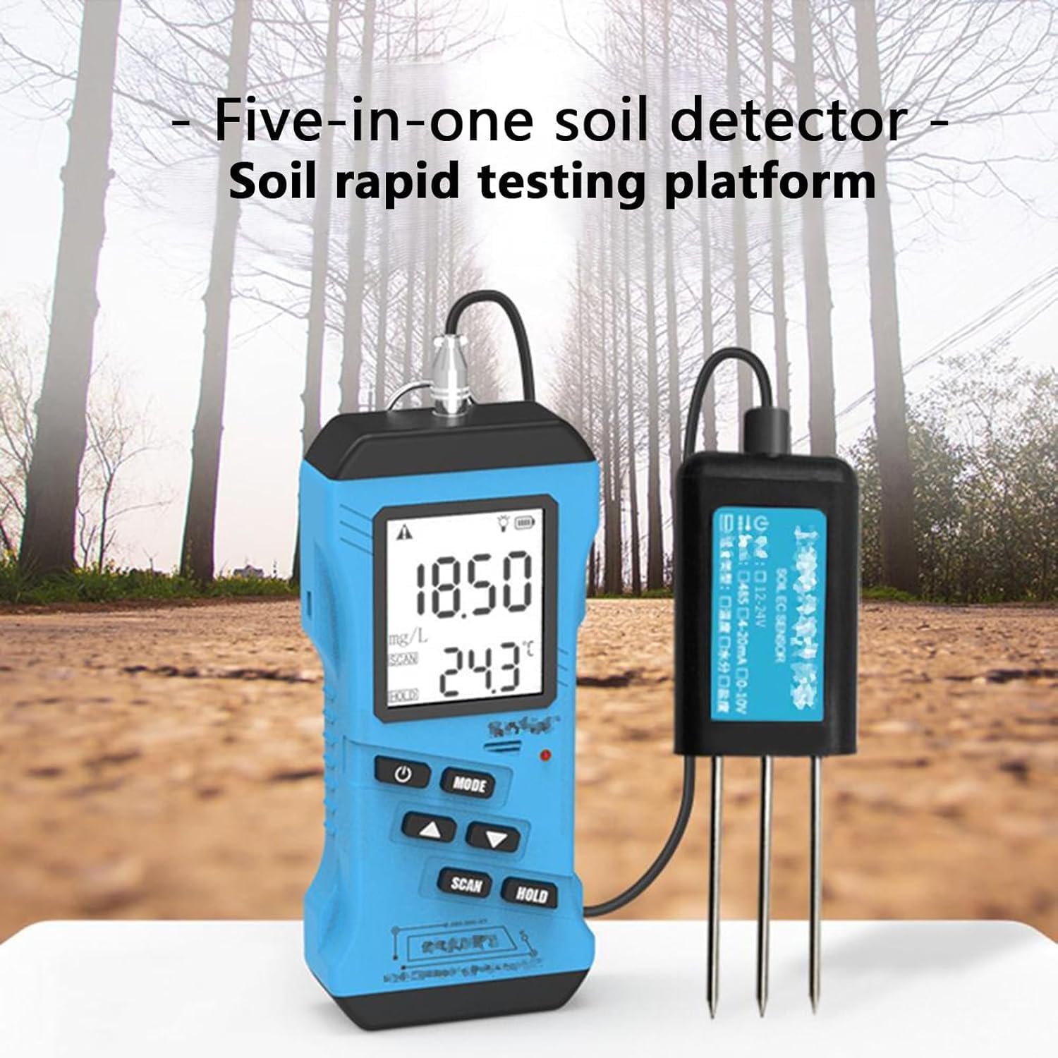 Medidor de humedad del suelo – Multifuncional NPK PH EC Tester, LCD Digital Plant Testing Kit para plantación agrícola y cultivo de suelo