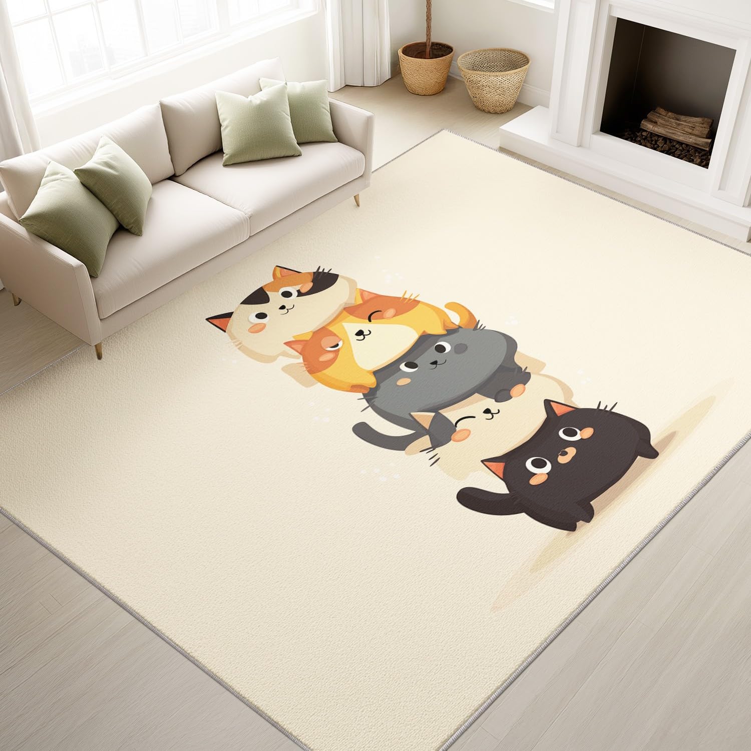 Dywan do salonu z krótkim włosiem kreskówkowy zabawny dynamiczny kojący śliczne i ciepłe zwierzęta kotów; miękki miękki puszysty dywan 40 x 60 cm, antypoślizgowy, sypialnia, dywan nie traci włosia