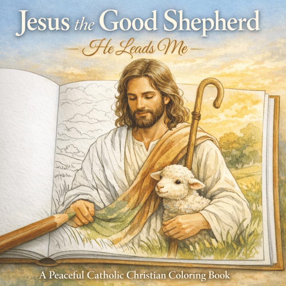 A Peaceful Catholic Christian Colouring Book: Jesus the Good Shepherd: He Leads Me