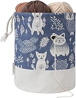 LeCorner Small Crochet Yarn Bag Organizer - Portable Drawstring Storage for Knitting Projects, Skeins, Hooks & Needles (9x6in)