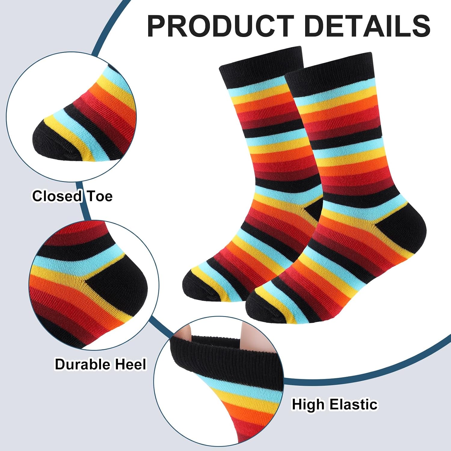 Chicingyou 12 Pair Boy Dress Socks Toddler Kid School Uniform Crew Dress Cotton Sock Gift Pattern Novelty Design Performance