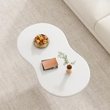 Coffee Table 2-Tier Coffe Table with Storage Acrylic Center Tables Sofa Desk Modern Tea/Snack Breakfast Serving Table Living Room End Table Easy to Install and Space Saving(White,98*55*42cm)