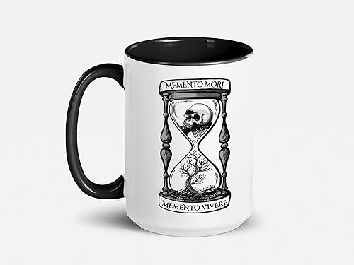 Vista 8 de Soul'n'Passions Memento Mori Memento Vivere - Taza de cerámica con diseño de calavera Momento Mori Lent Stoic Memento Mori, 11 onzas, color negro