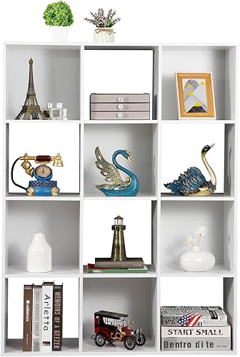 ZenStyle Organizador de almacenamiento de 12 cubos, estantería independiente, moderno gabinete multiusos para sala de estar, estudio, rincón de