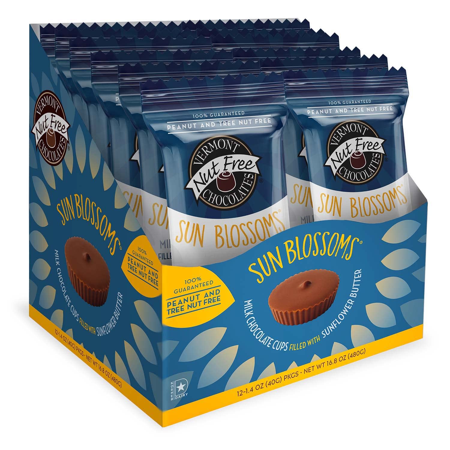 Vermont Nut Free Chocolates Sun Blossoms® (Milk Chocolate), 12 Count, Nut-Free, Egg-Free, Kosher