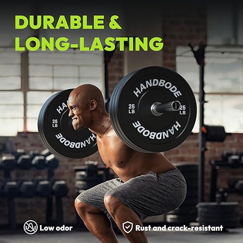 Miniatura 9 de Rubber Weight Plates, Olympic Bumper Plate Set 2-Inch, 45100 110160190260300 lb Barbell Weights for Home Gym, Colored Standard Strength Training