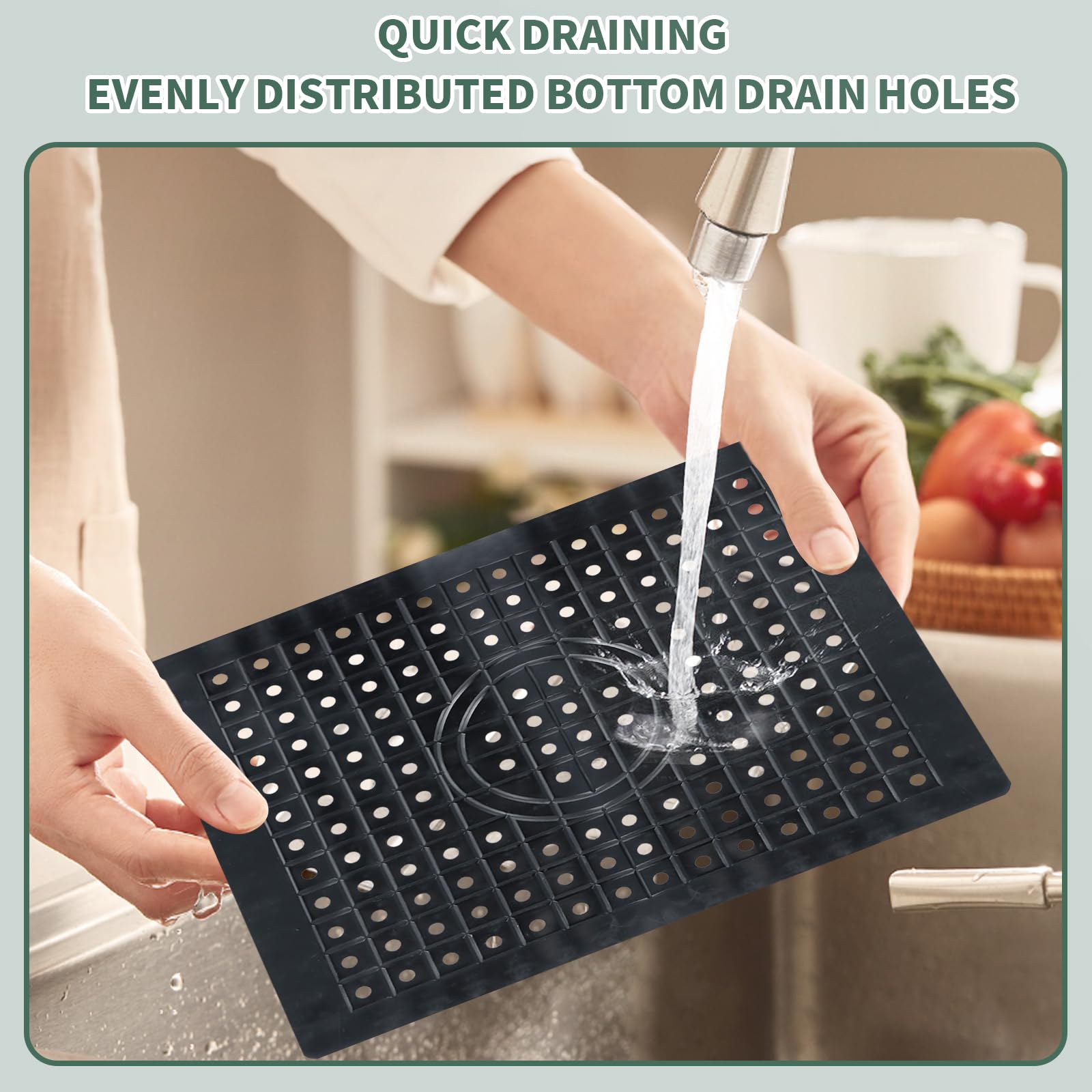 Lot De 2 Tapis D'évier En Caoutchouc - 31x26 Cm - Antidérapant, Résistant à La Chaleur - Pour égoutter Et Protéger Le Fond D'évier