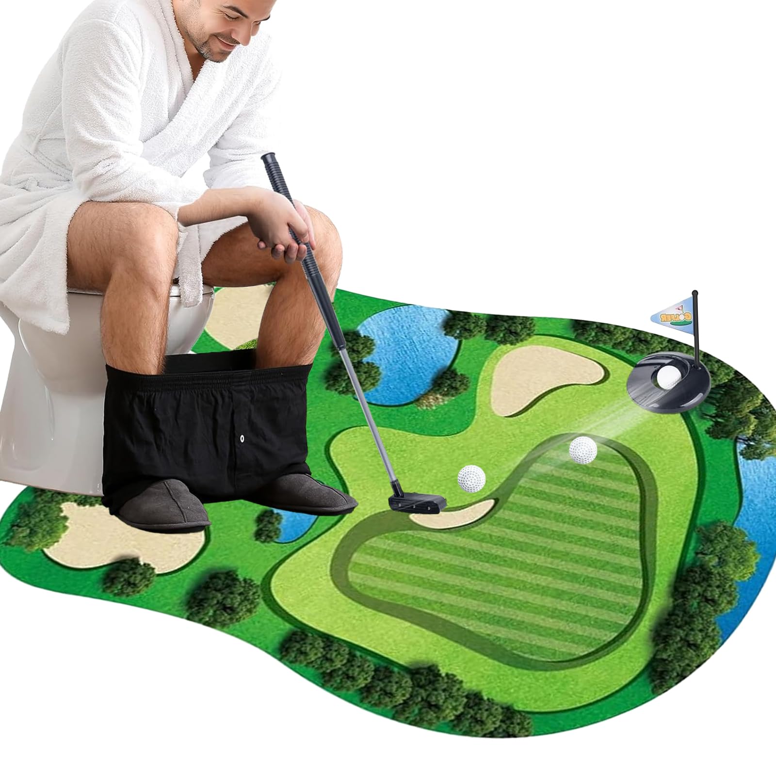 WiDream Set de Regalo de Golf para Inodoro, Juego de Baño para Práctica de Mini Golf
