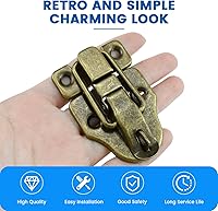 Vista 4 de SDTC Tech Paquete de 2 pestillos de palanca estilo bronce retro – Cerrojo de pico de pato de metal antiguo con agujero para candado para joyero