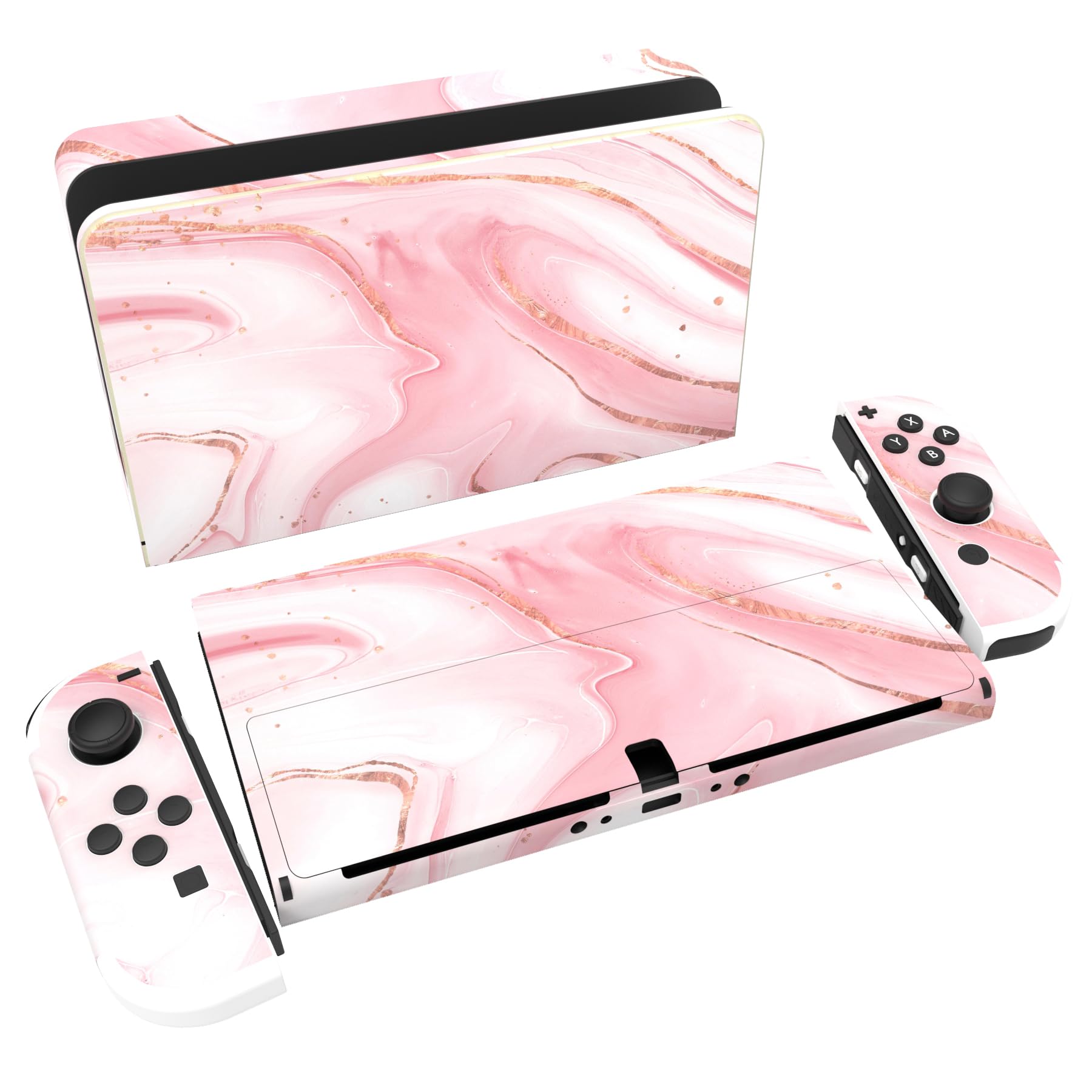 PlayVital Pegatina Protectora Completa para Nintendo Switch OLED - Calcomanías Decorativas para Joy-con y Consola, Skin Stickers Adhesivos (Azul Nebula) — view 61