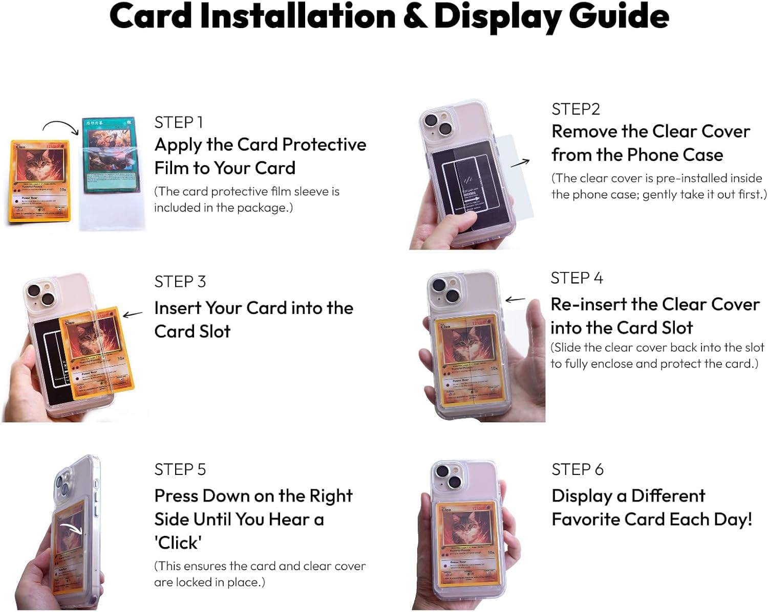 Trading Card and Photo Phone Case Display for iPhone | Compatible with All TCG, Trading Cards, Sports, One Piece, Magic The Gathering & More (Black, iPhone 17 Pro)