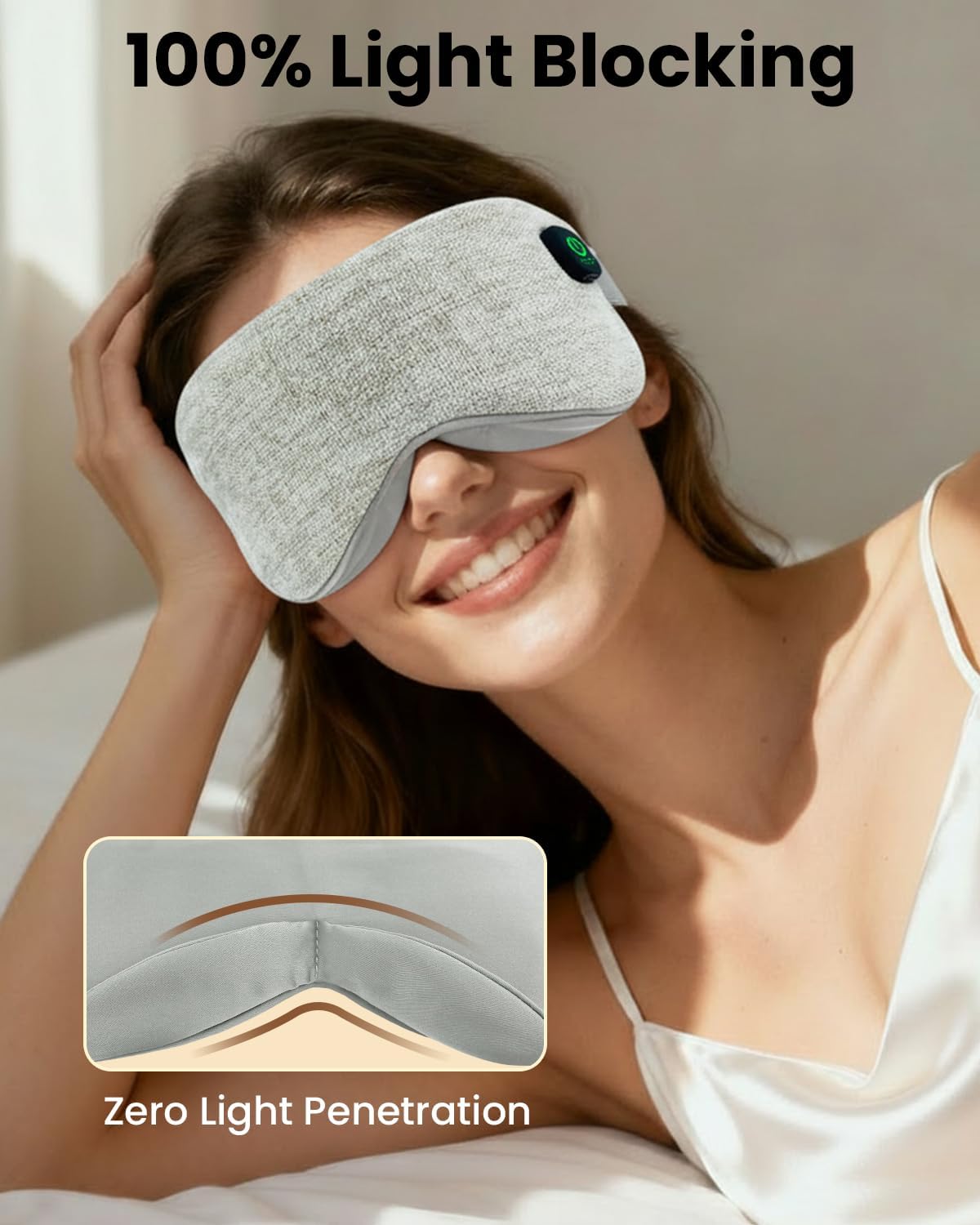 Cordless Heated Eye Mask with 1500mAh Large Battery, 4 Heat Levels & 100% Blackout for Dry Eyes Relief, Fast Heating Eye Heating Pad with 2 Washable Covers for Sleep, Travel, MGD, Blepharitis