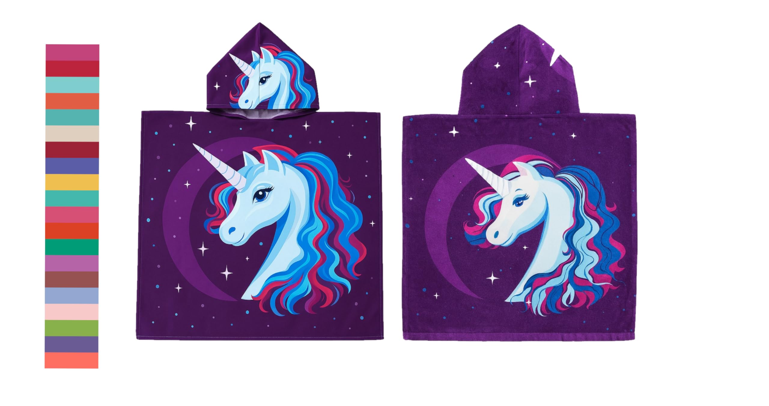 Archival Kids Hooded Microfiber Towel Poncho – Beach & Bath Towels Ultra-Absorbent Swim Towel with Fun Cartoon Prints Lightweight & Lightweight & Sand-Repellent (Purple Unicorn, 60 X 120 cms)