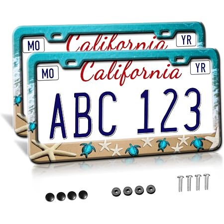 Pair Of Chrome Metal Tropical Palm Tree License Plate Frames - 2 Pack Tag Holder