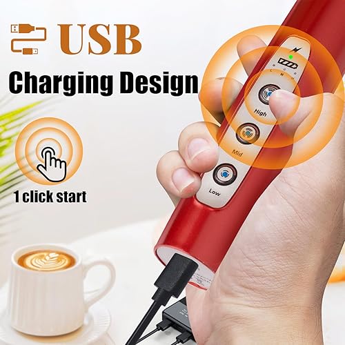 Miniatura 2 de Espumador de leche de mano para café batidor eléctrico recargable con 3 cabezales mezclador de bebidas de 3 velocidades para café con leche