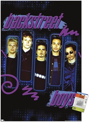Trends International Backstreet Boys - Póster de pared de paneles morados, 22.37 x 34.00 pulgadas, paquete de póster premium y alfiler