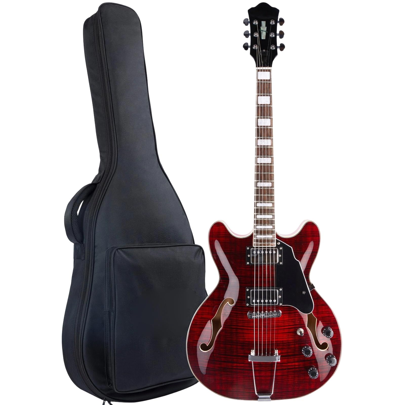 Standard Gitara Elektryczna 6 Strunowa Gitara Elektryczna Semi Hollow Body Podstrunnica Z Palisandru Praworęczna Praktyka Gry(Type2)
