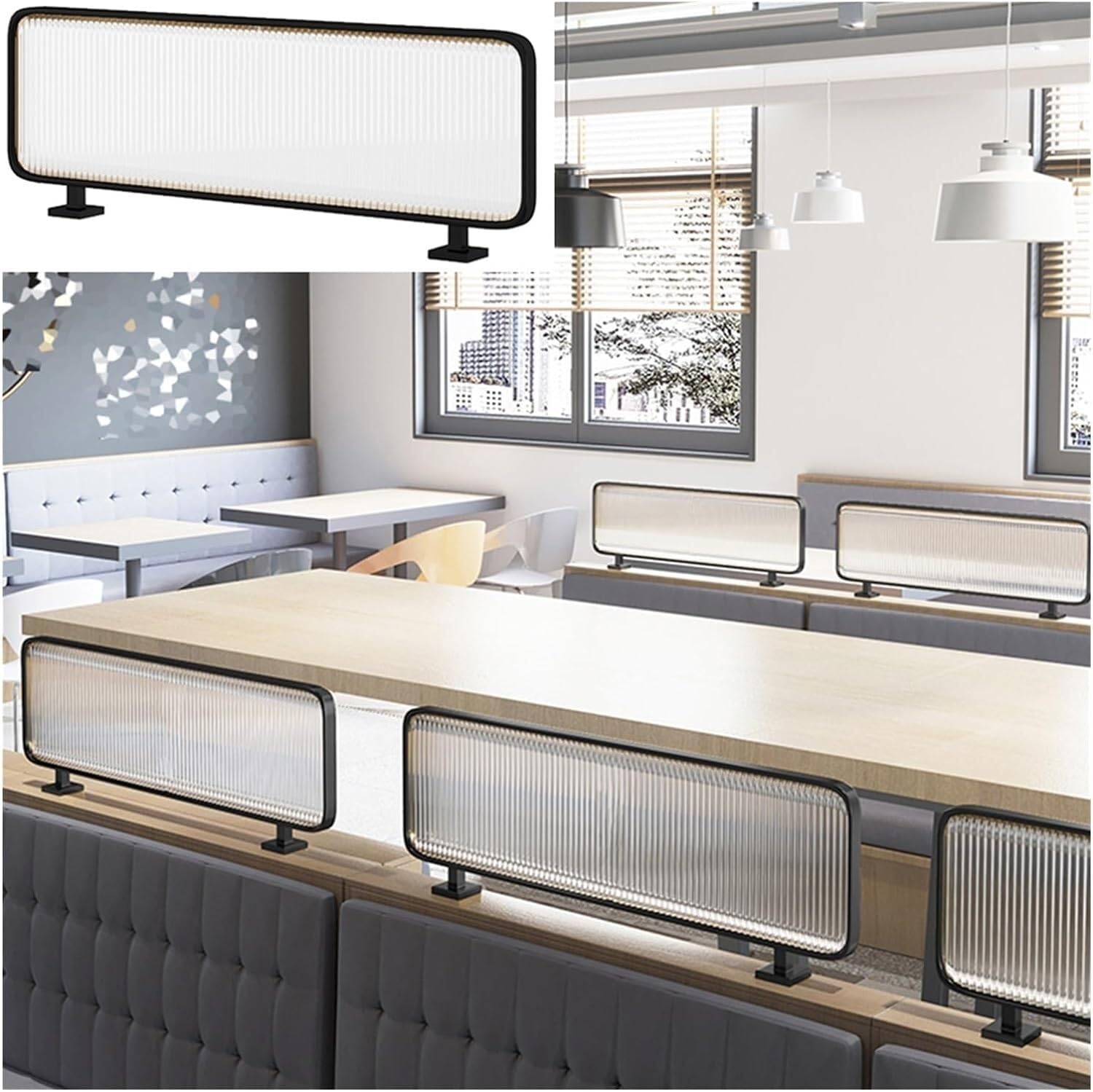 LWJSOCP Black Iron Dividers for Dining Areas & Office 30x140cm (11.81x55.11in) Stylish Countertop Panel for Restaurants & Desks SpaceSaving Room Partition
