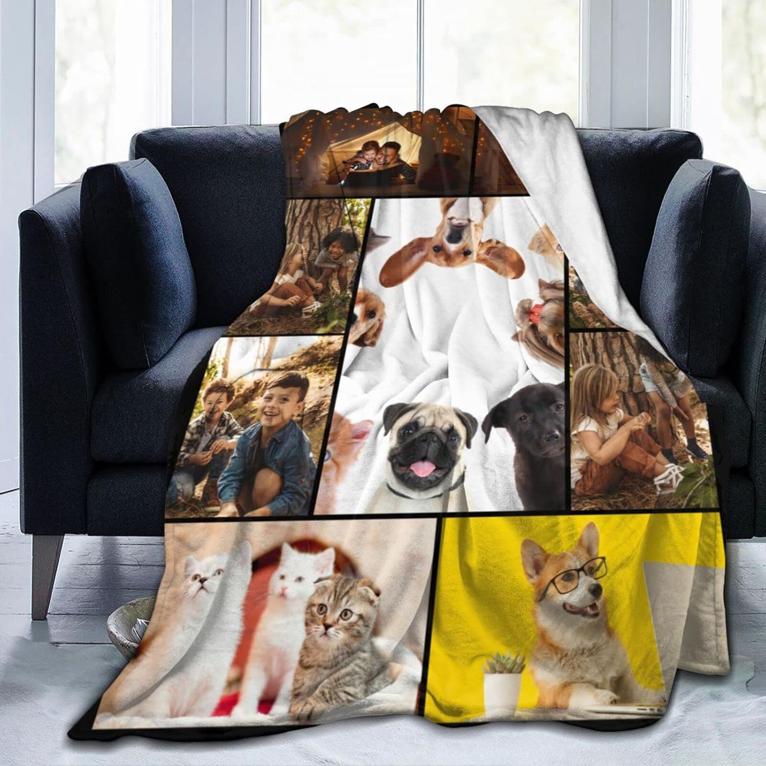 Ishtydora Custom Blanket Personalised Blanket with Photos Text.Custom