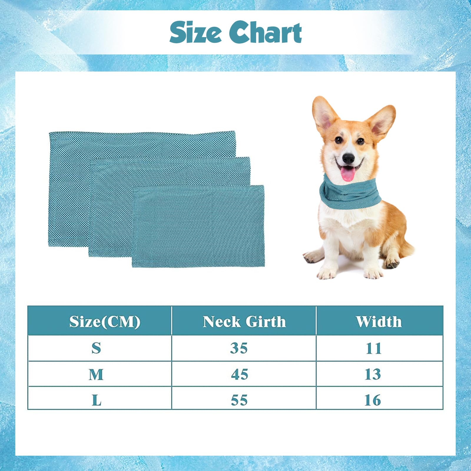 Bandana Rinfrescante per Cani,Collare Rinfrescante per Cani, Sciarpa per il Ghiaccio per Cani, Traspirante Bandana Rinfrescante Istantanea per Cani, per Cani Animali Domestici in Estate (Blu/L)