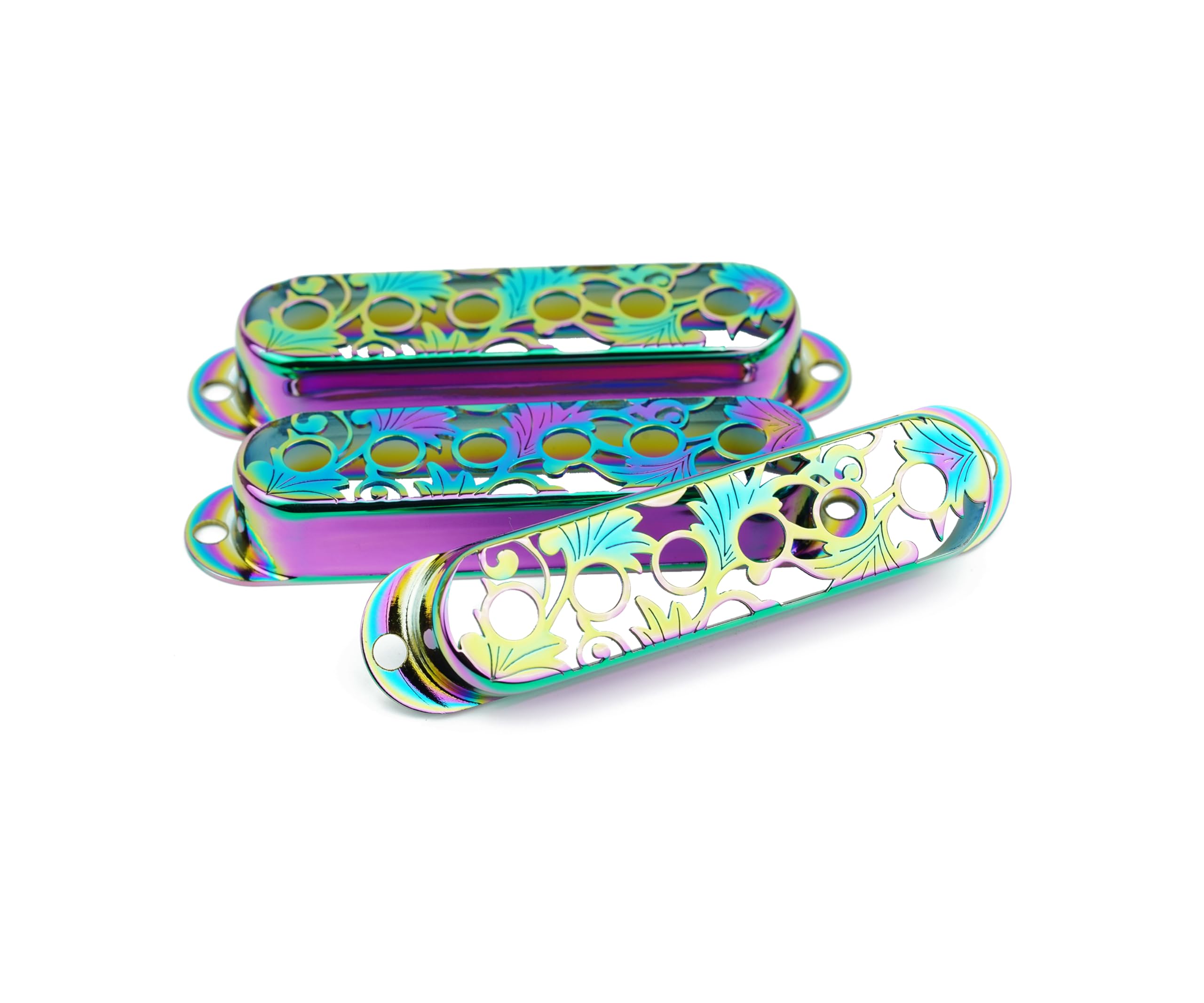 Guyker Ensemble de 3 housses de micro pour guitare à simple bobinage (espacement des pôles de 52 mm), ensemble de bagues de montage de micro en cuivre style creux, pièces de rechange pour accessoires