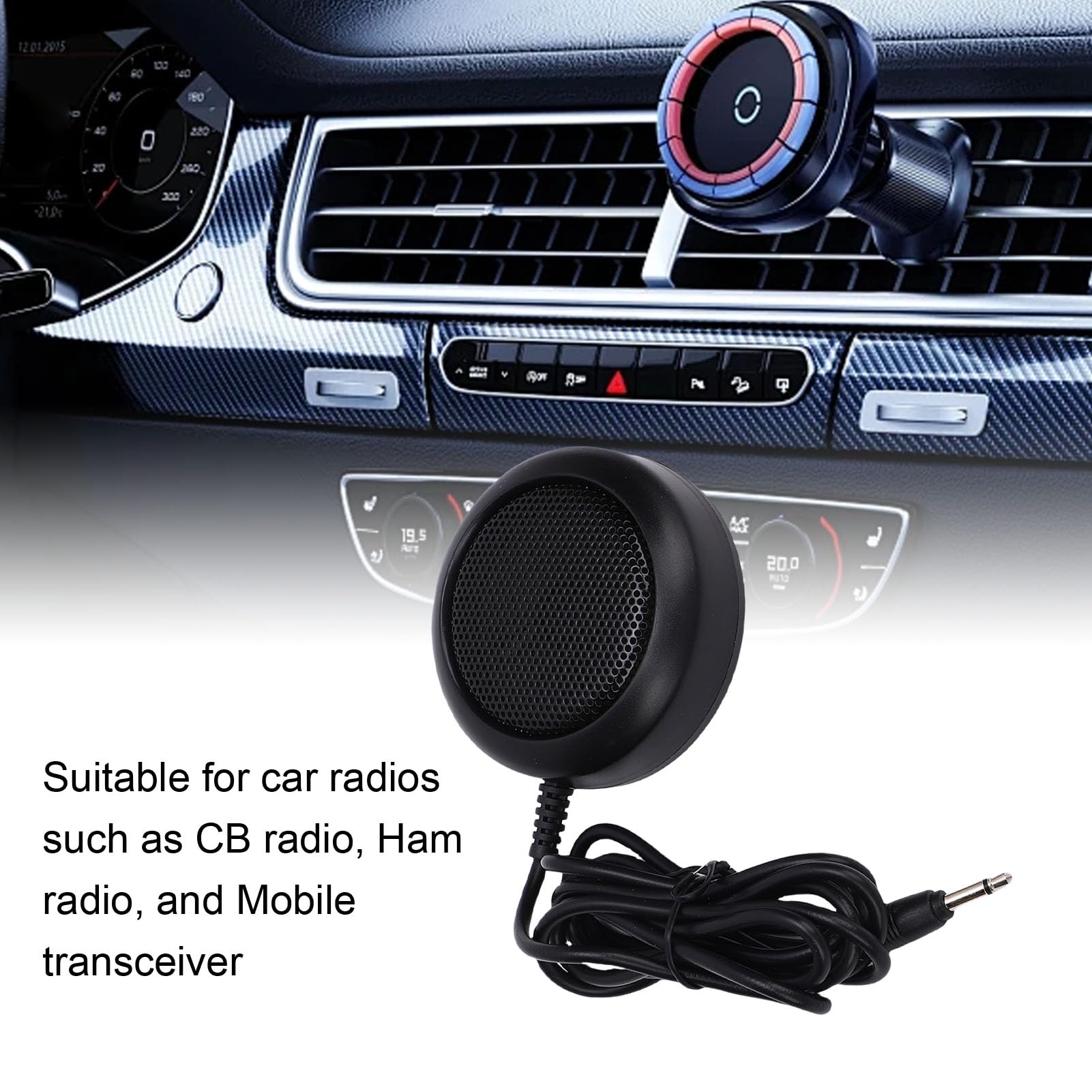 Altoparlante Esterno per Autoradio, Altoparlante Radio CB da 1 W con Spina da 3,5 Mm con Base Adesiva, per Ricetrasmettitore Mobile e Altre Autoradio 7x7x2,2 Cm /
