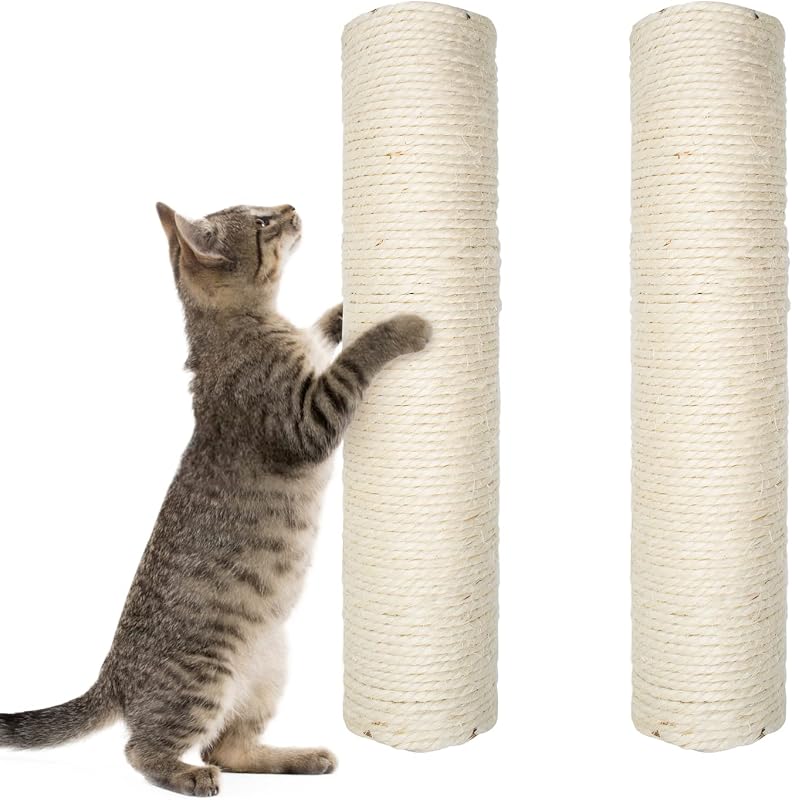 Postes de repuesto para rascar gatos de 10 pulgadas, poste de repuesto para rascador de sisal para gatos, torre de cubos, gatitos, poste para rascar, perca, juguetes interactivos, accesorios para muebles, árbol, paquete de 2, incluye tornillos M8, color blanco