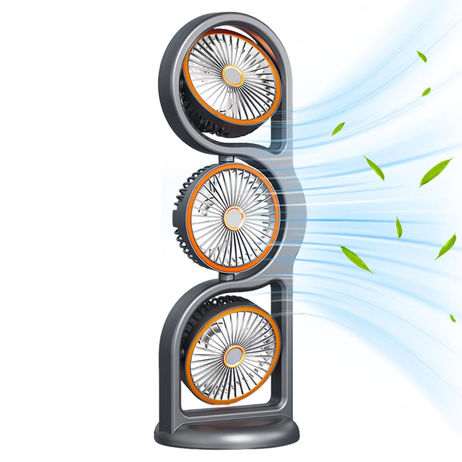 Ventilatore da Scrivania per Ufficio 5 Modalità 3 Teste Rotazione a 360° | Ventilatore Da Tavolo Portatile A Tre Teste per Casa, Appartamento, Camere, Esterno, Campeggio, Pesca, Pic