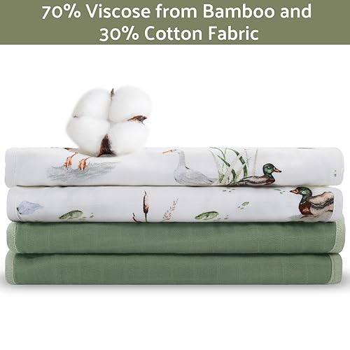 Miniatura 4 de LifeTree Paños de muselina para bebé, paquete de 2 trapos absorbentes de leche de 70% viscosa de bambú y 30% algodón, grandes de 22 x 10 pulgadas,
