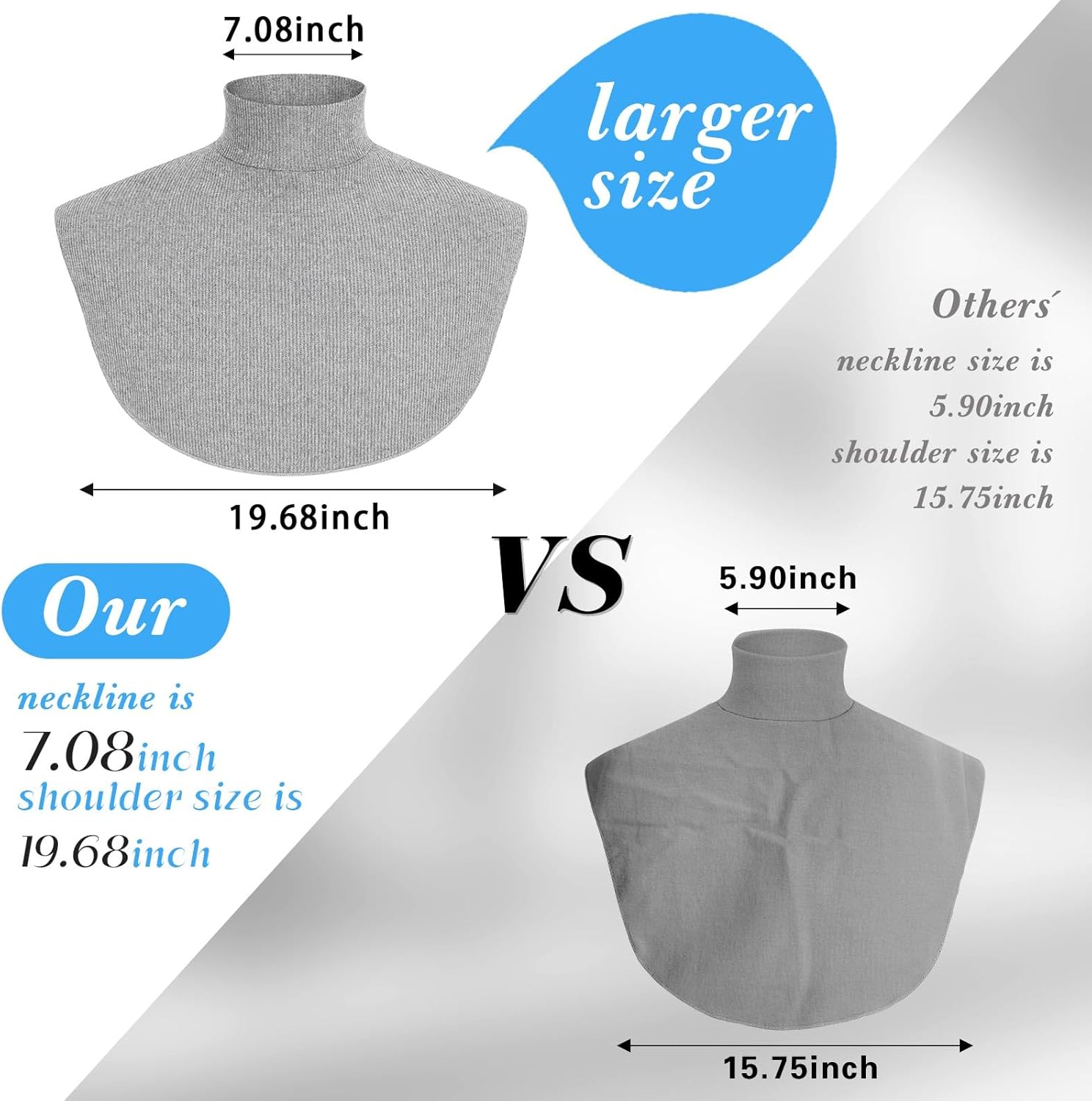 Knitting Dickey Extra Large Fake Collar Detachable Dickey Collar Half Mock Turtleneck for Men Women - Image 3