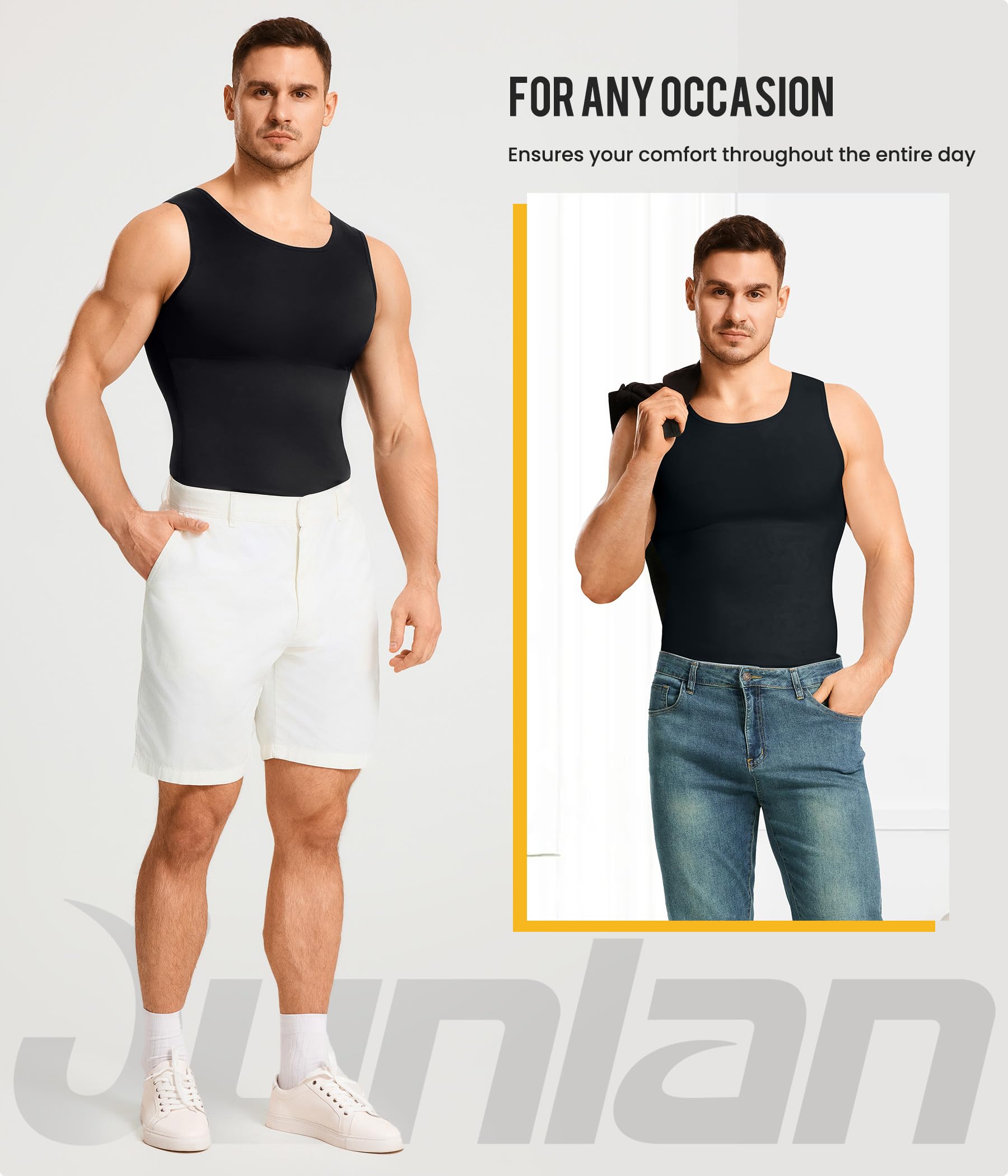 Junlan Gaine Amincissante Ventre Plat Homme Debardeur Gainant Invisible Shirt Abdo Minceur