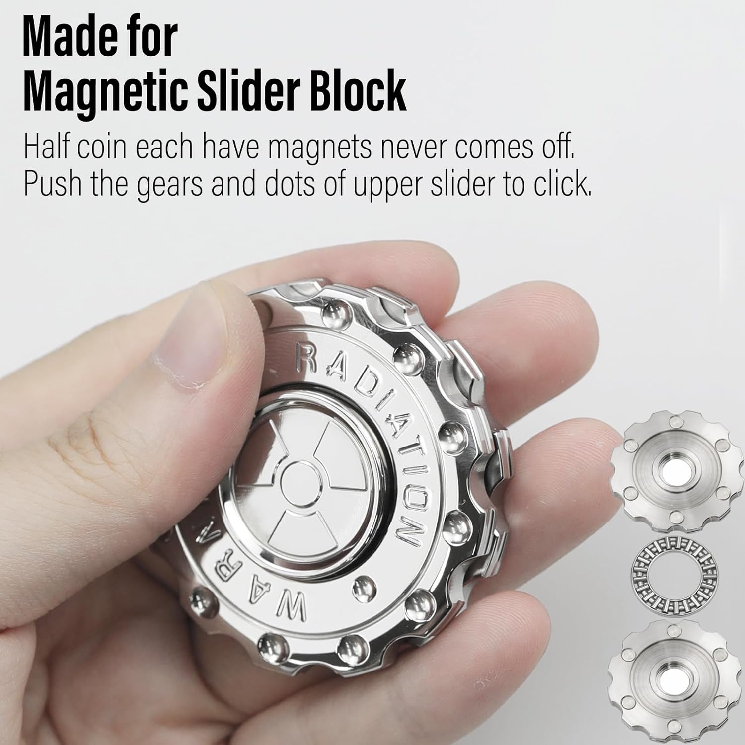 FREELOVE Viking Pirate Magnetic Slider & Fidget Spinners for Adults, Heavy Metal Figette Spin, Premium Bearing, Silent Long Spinning, Small Gossip Desgin, Stainless Steel Nuc Silver